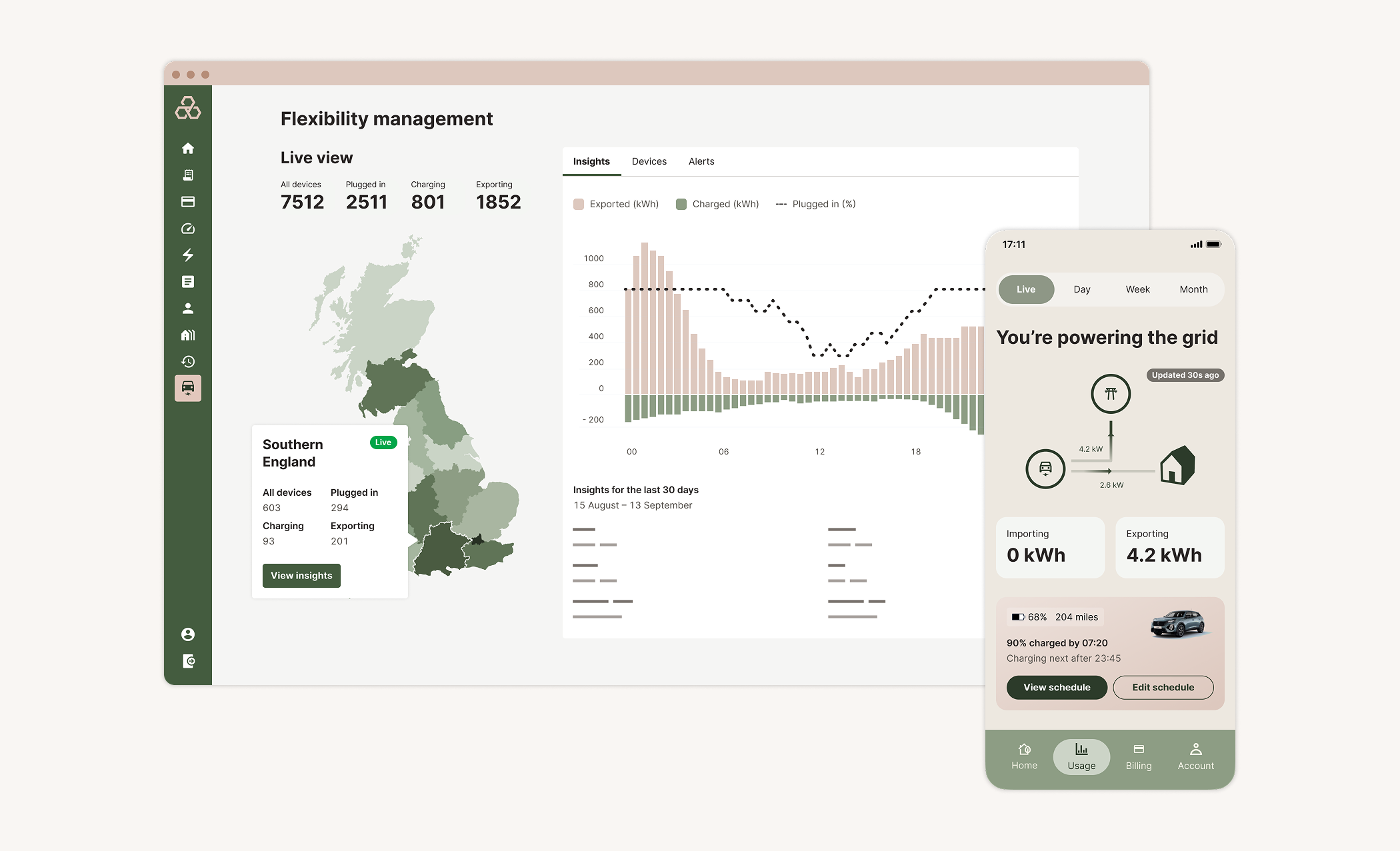 Rebranded Kaluza product UI