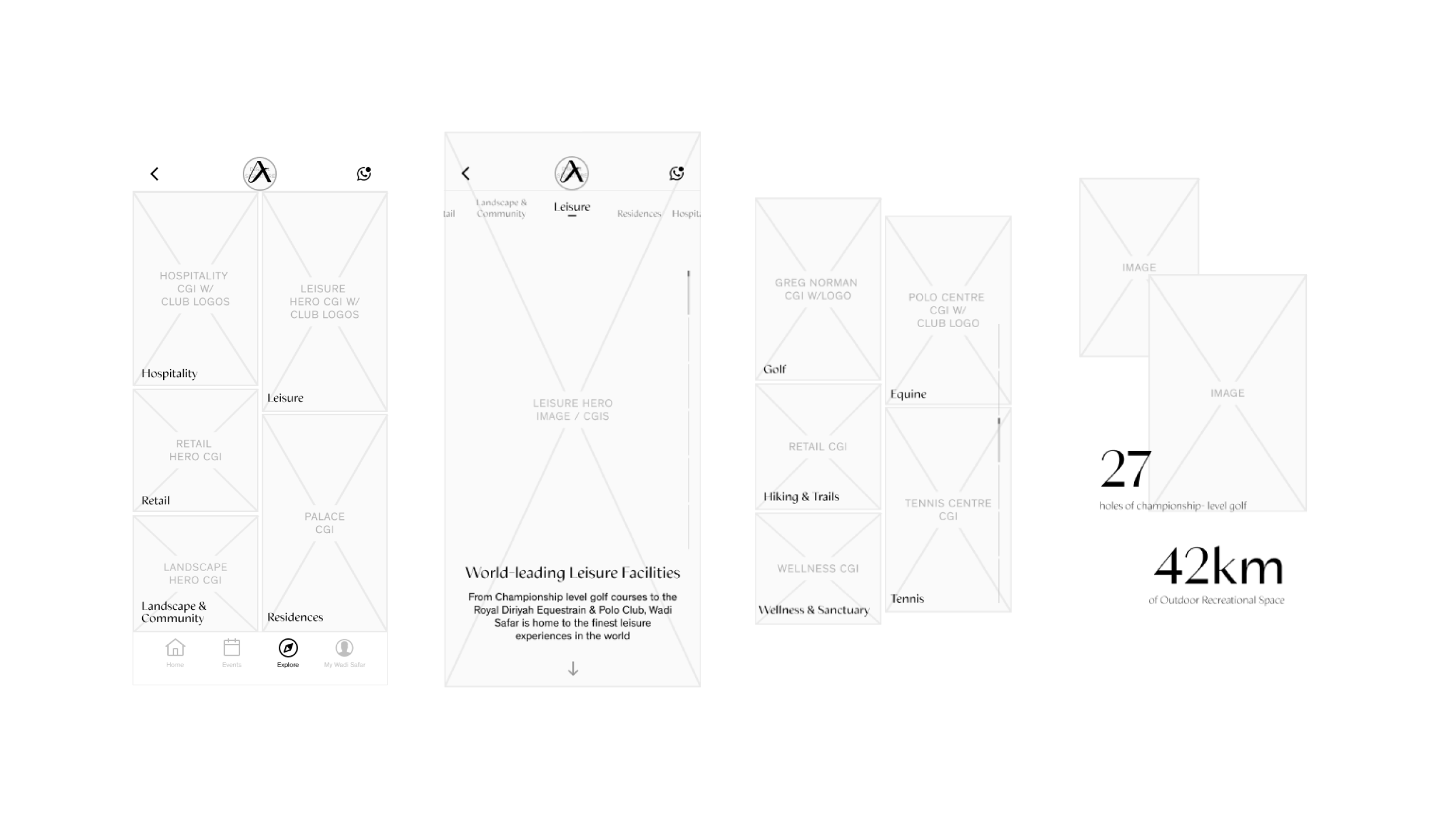 Explore interface wireframe