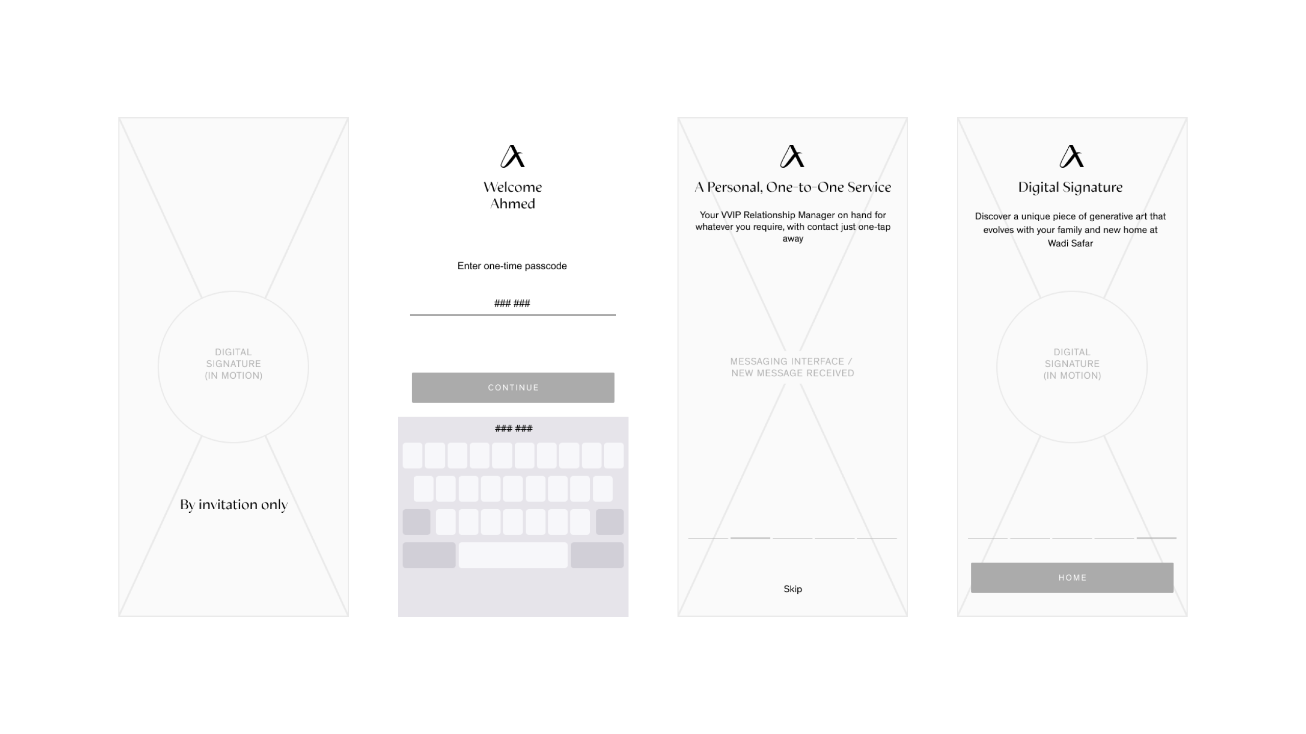 Security & onboarding wireframe